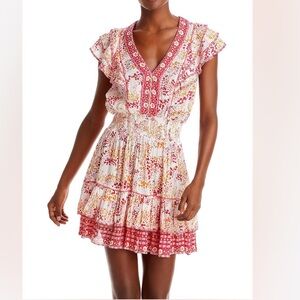 Poupette St. Barth Pink and White Floral Mini Dress